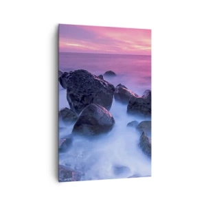 Quadro su tela - Stampe su Tela - Costa rocciosa al tramonto - 80x120cm - Nascita nella luce e nella nebbia - Decorazione murale moderna per soggiorno e camera da letto ARTTOR