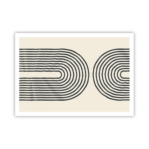 Poster - Motivo geometrico astratto con linee simmetriche su sfondo chiaro - 100x70cm - Tra un attimo... - Decorazione murale moderna per soggiorno e camera da letto ARTTOR