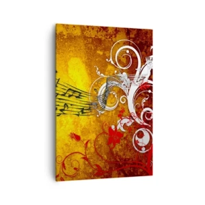 Quadro su tela - Stampe su Tela - Note musicali astratte su uno sfondo colorato con ornamenti - 70x100cm - Che la musica scorra - Decorazione murale moderna per soggiorno e camera da letto ARTTOR