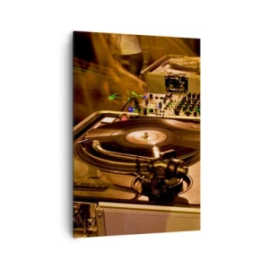 Quadro su tela - Stampe su Tela - Attrezzatura da DJ con giradischi e mixer durante una festa - 70x100cm - Senti la forza? - Decorazione murale moderna per soggiorno e camera da letto ARTTOR