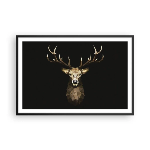 Poster in cornice nera - Cervo cubista - 91x61 cm