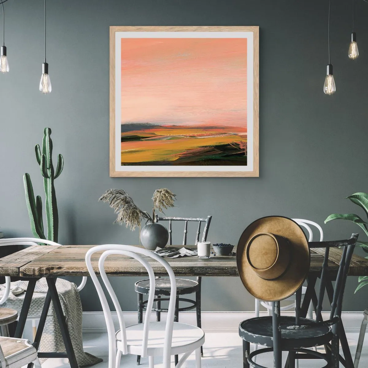 Poster in cornice rovere chiaro - In tonalità di rosa - 60x60 cm