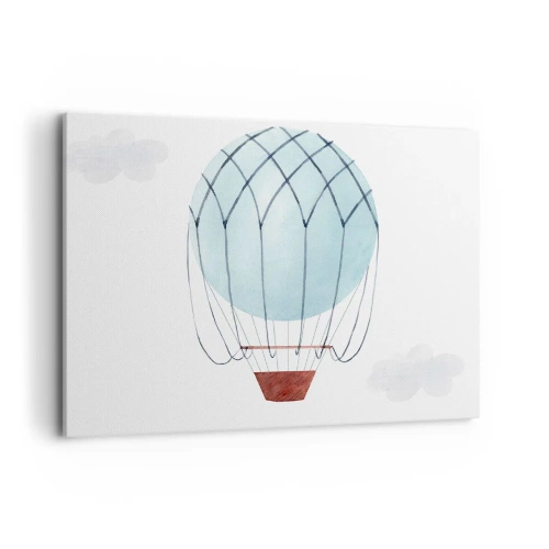 Quadro su tela - Stampe su Tela - Un palloncino dipinto a mano su uno sfondo di nuvole delicate. - 100x70cm - In mezzo alle nuvole - Decorazione murale moderna per soggiorno e camera da letto ARTTOR