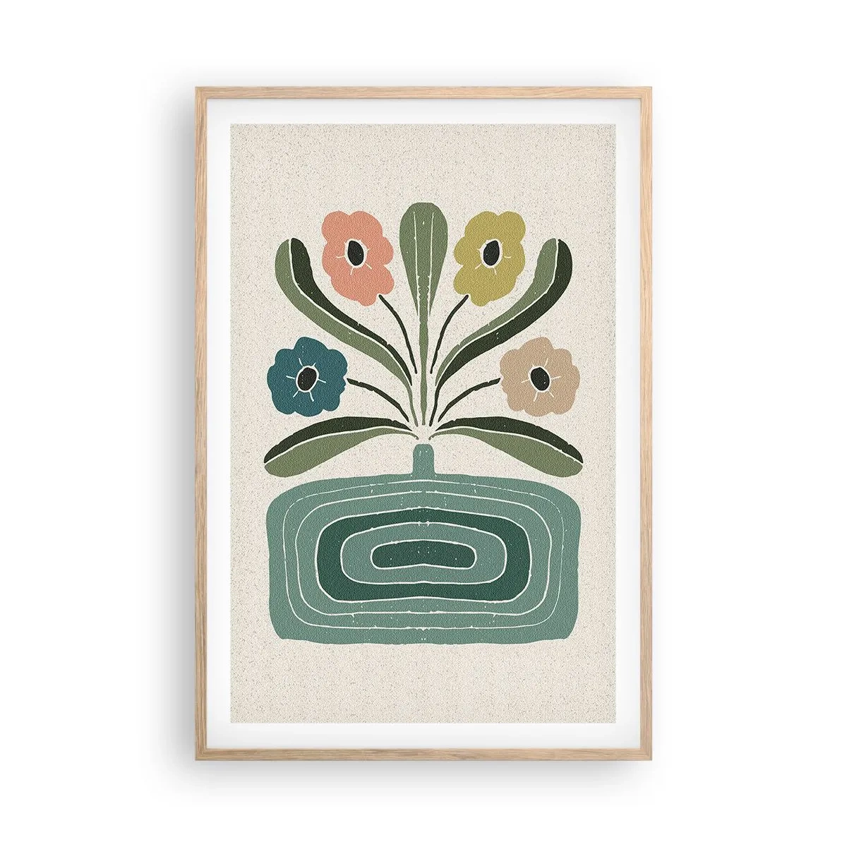 Poster in cornice rovere chiaro - Bouquet simmetrico - 61x91 cm