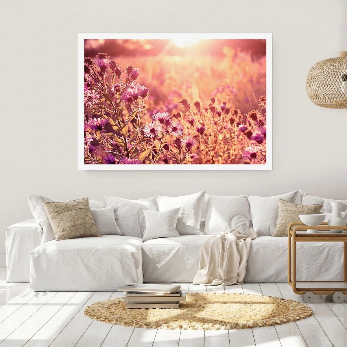 Poster - Prato alla luce del sole al tramonto - 100x70cm - Prima della fine dell'estate - Decorazione murale moderna per soggiorno e camera da letto ARTTOR