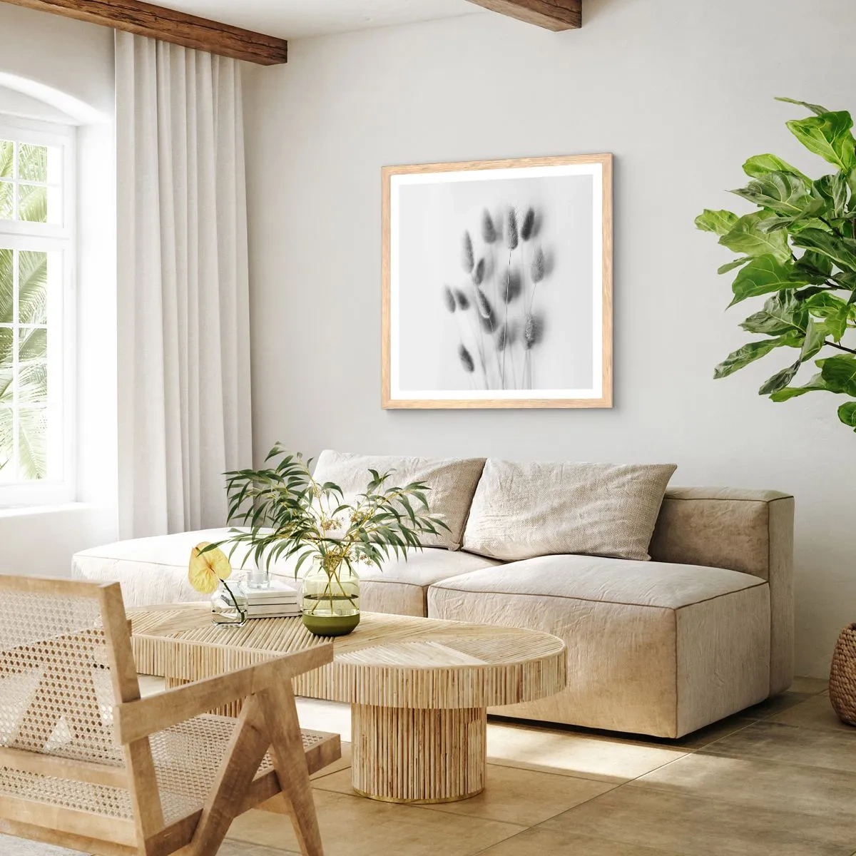 Poster in cornice rovere chiaro - Erba soffice - 30x30 cm