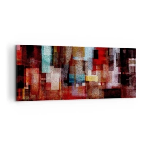 Quadro su tela - Stampe su Tela - Astrazione geometrica in intense tonalità di rosso - 120x50cm - Confusione aggrovigliata - Decorazione murale moderna per soggiorno e camera da letto ARTTOR