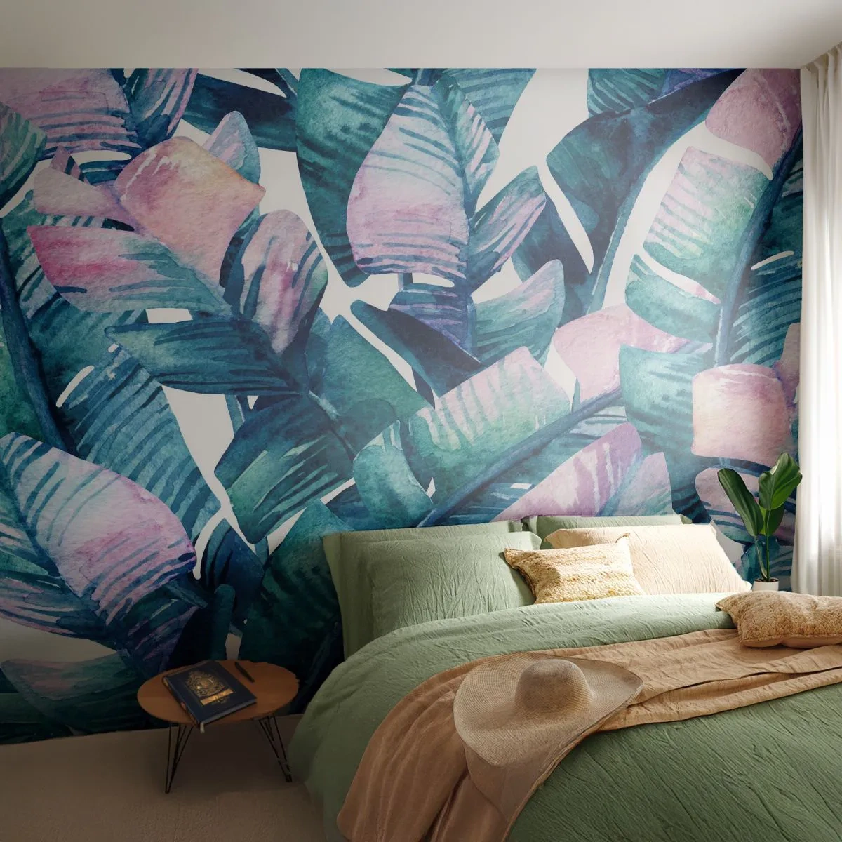 Fotomurali Premium Canvas - Nel bananeto - Astrazione, Foglie, Pezzo - 450x315 cm