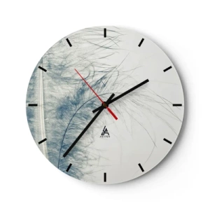 Orologio da parete - Orologio in Vetro - Una delicata piuma blu su uno sfondo chiaro - 30x30cm - Il sussurro della natura - Decorazione murale moderna per soggiorno, cucina e camera da letto ARTTOR