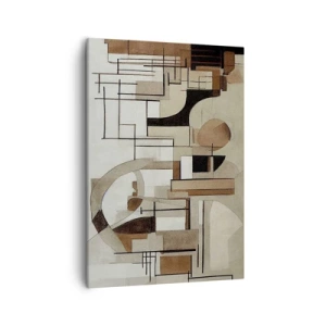 Quadro su tela - Stampe su Tela - Astrazione architettonica in beige e marrone - 50x70cm - Paesaggio urbano 2.0 - Decorazione murale moderna per soggiorno e camera da letto ARTTOR
