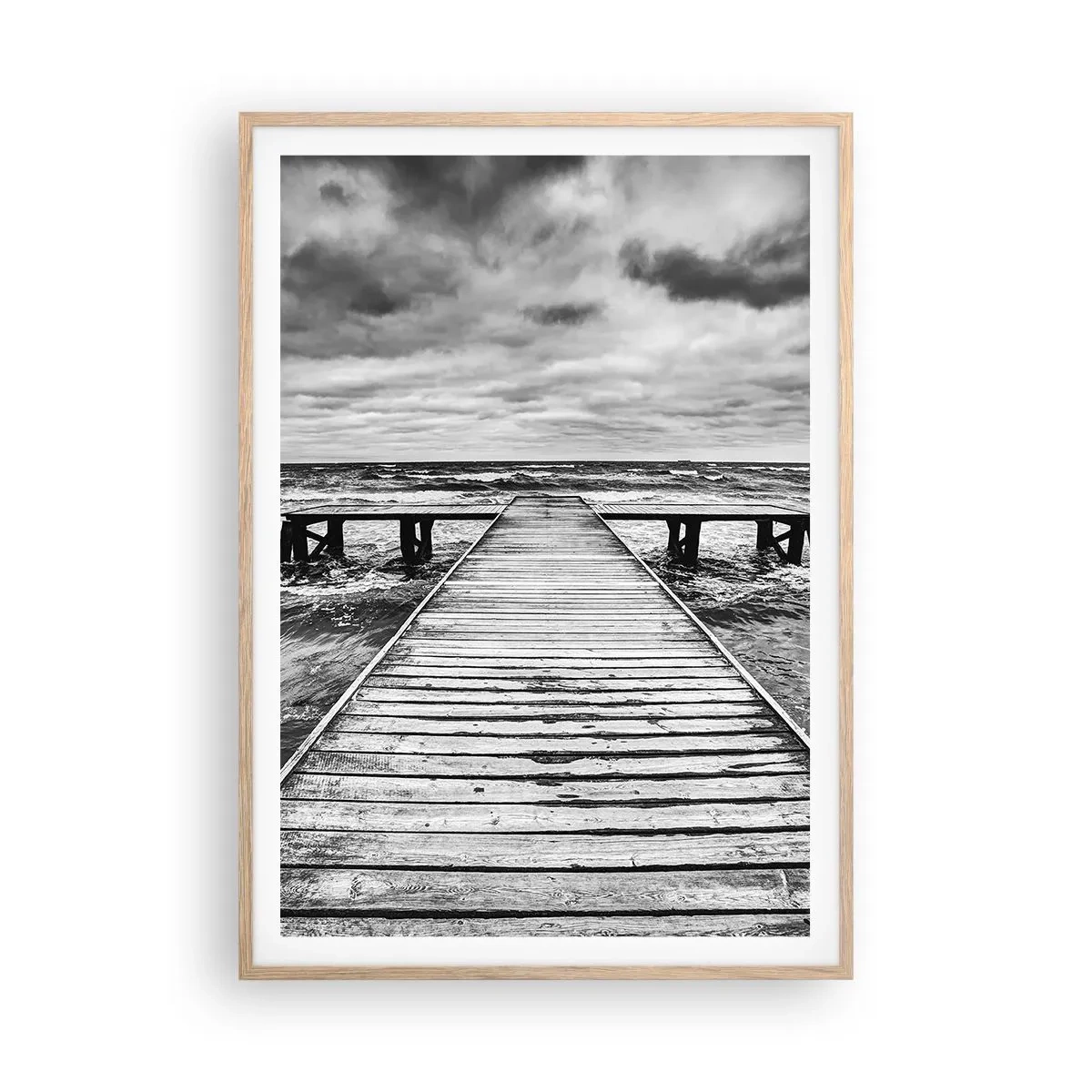 Poster in cornice rovere chiaro - Aspetto che il vento le scacci via... - 70x100 cm