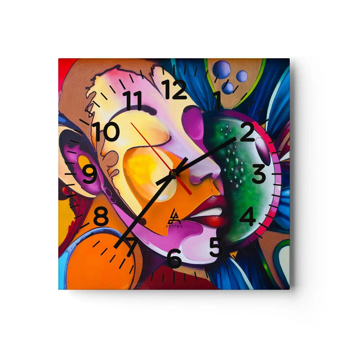 Orologio da parete - Orologio in Vetro - Toccare con il colore - 30x30 cm