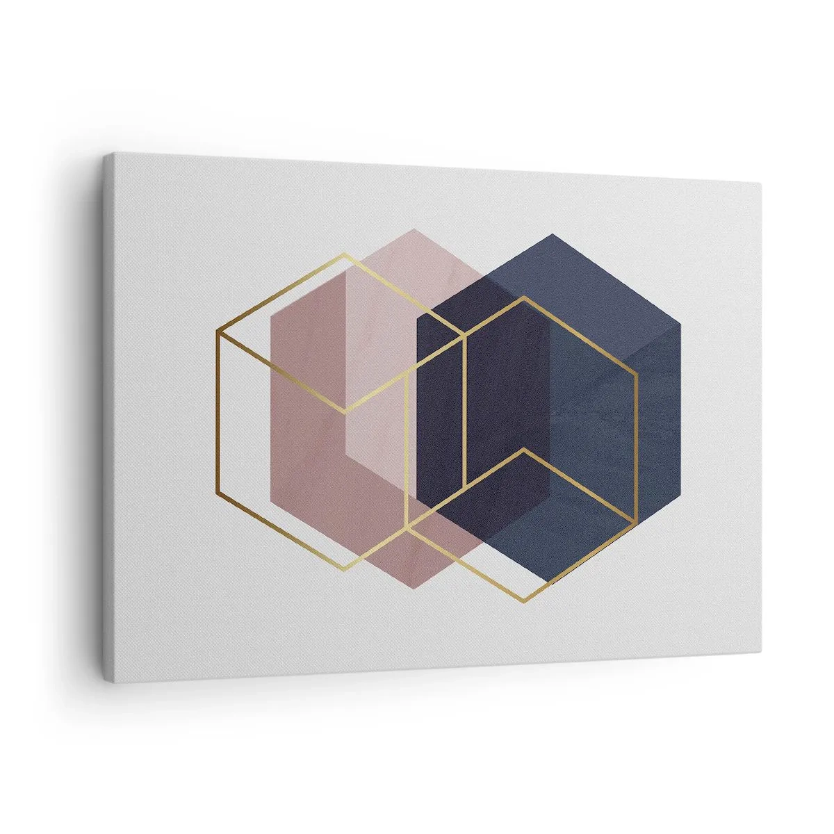 Quadro su tela - Stampe su Tela - Forme geometriche in linee dorate su uno sfondo pastello - 70x50cm - La forza della semplicità - Decorazione murale moderna per soggiorno e camera da letto ARTTOR