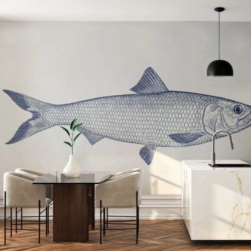 Fotomurali Premium Sand - Un saluto dai mari del nord - Pescare, Animale marino, Stile balneare - 300x210 cm