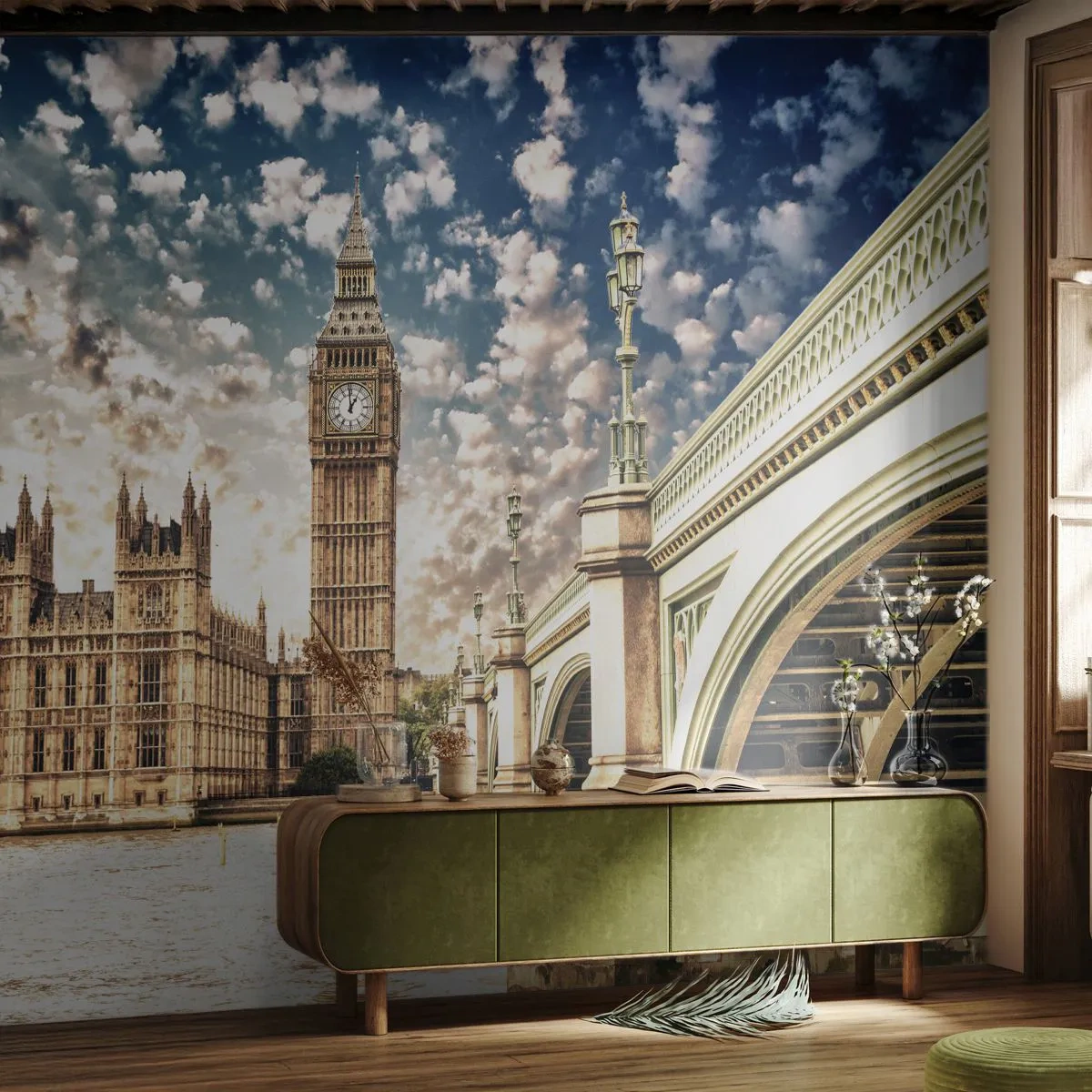 Fotomurali Standard Eco - Cirri sul Tamigi - Città, Londra, Inghilterra - 350x256 cm