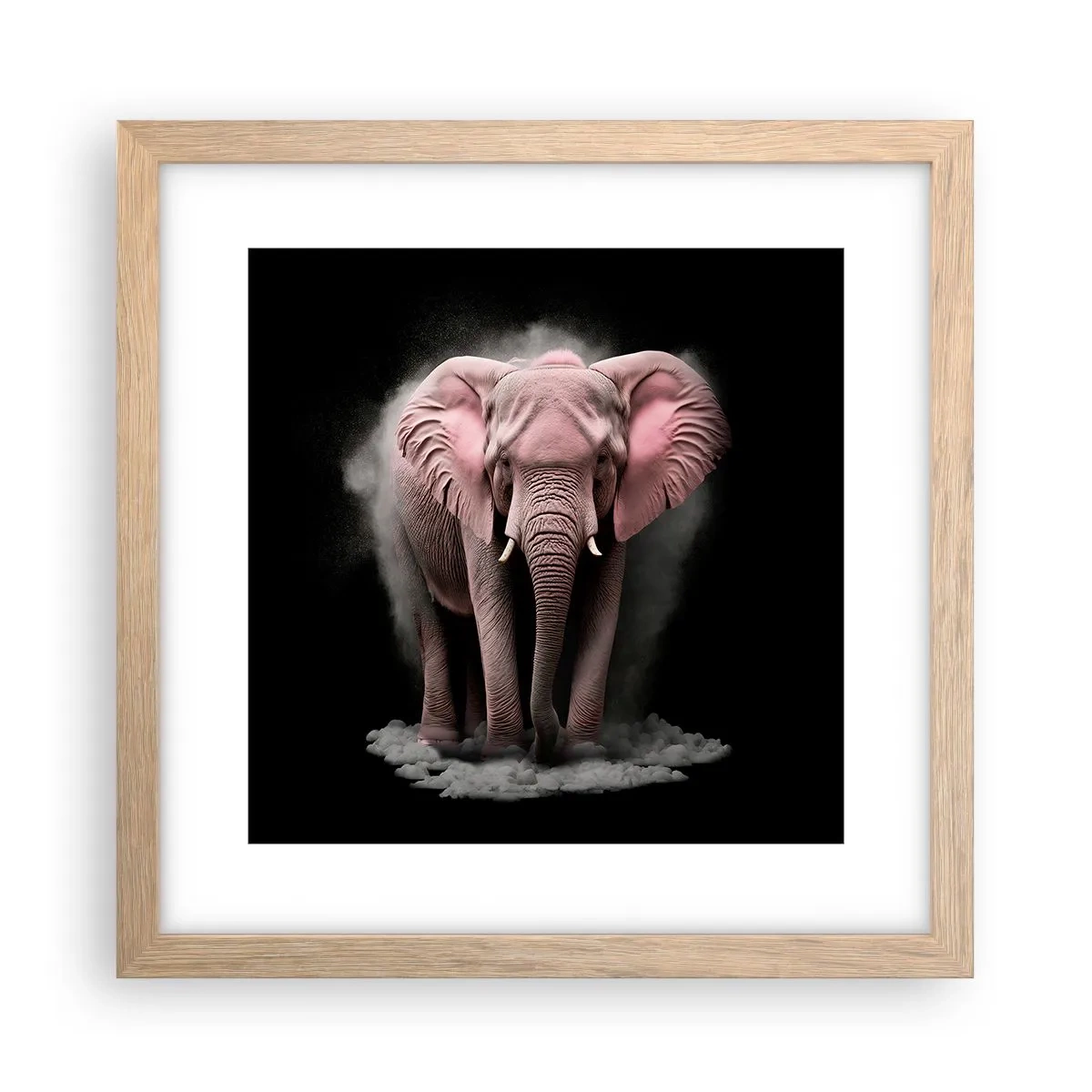 Poster in cornice rovere chiaro - Non pensare all'elefante rosa! - 30x30 cm