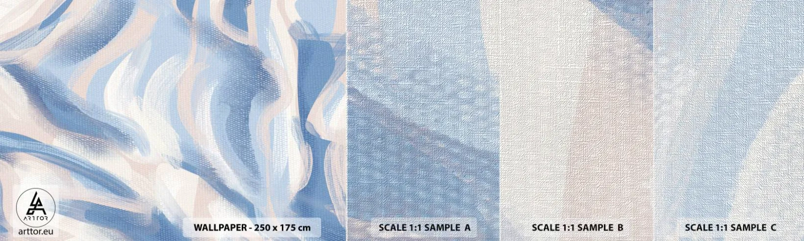 Campione di Fotomurale Premium Canvas - Ondulazioni azzurre - Pastello, Minimalismo, Pezzo - 100x30 cm