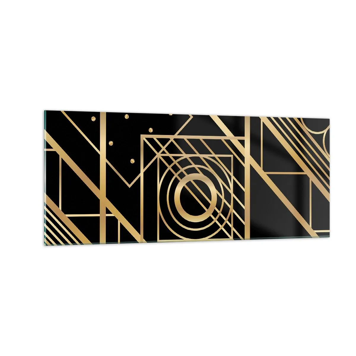 Quadro su vetro - Geometria dorata - 100x40 cm