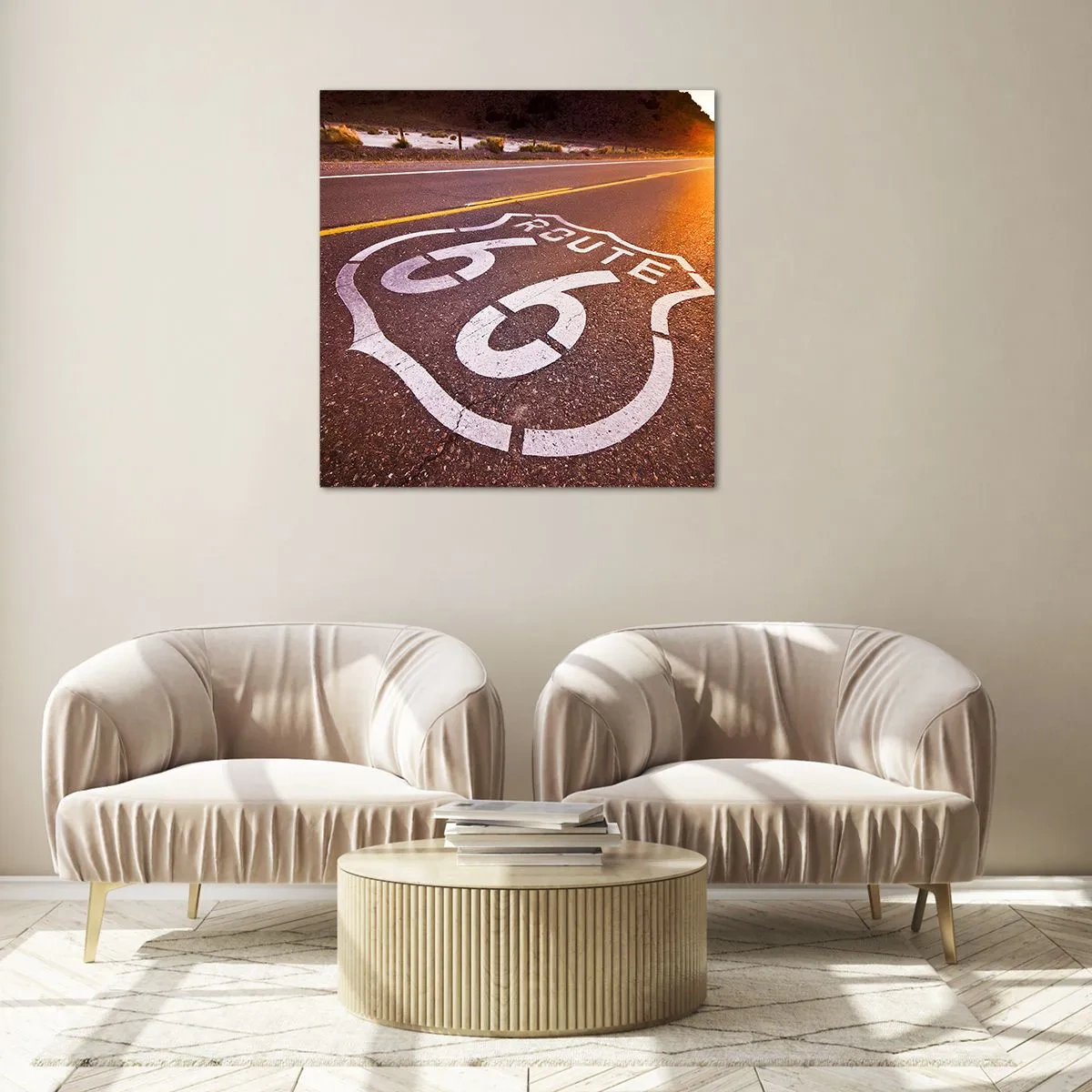 Quadro su vetro - La mitica Route 66 - 70x70 cm