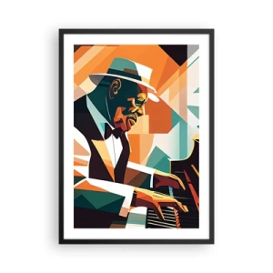 Poster in cornice nera - Ritratto astratto di un pianista in stile cubista - 50x70cm - Tutto il jazz - Decorazione murale moderna per soggiorno e camera da letto ARTTOR