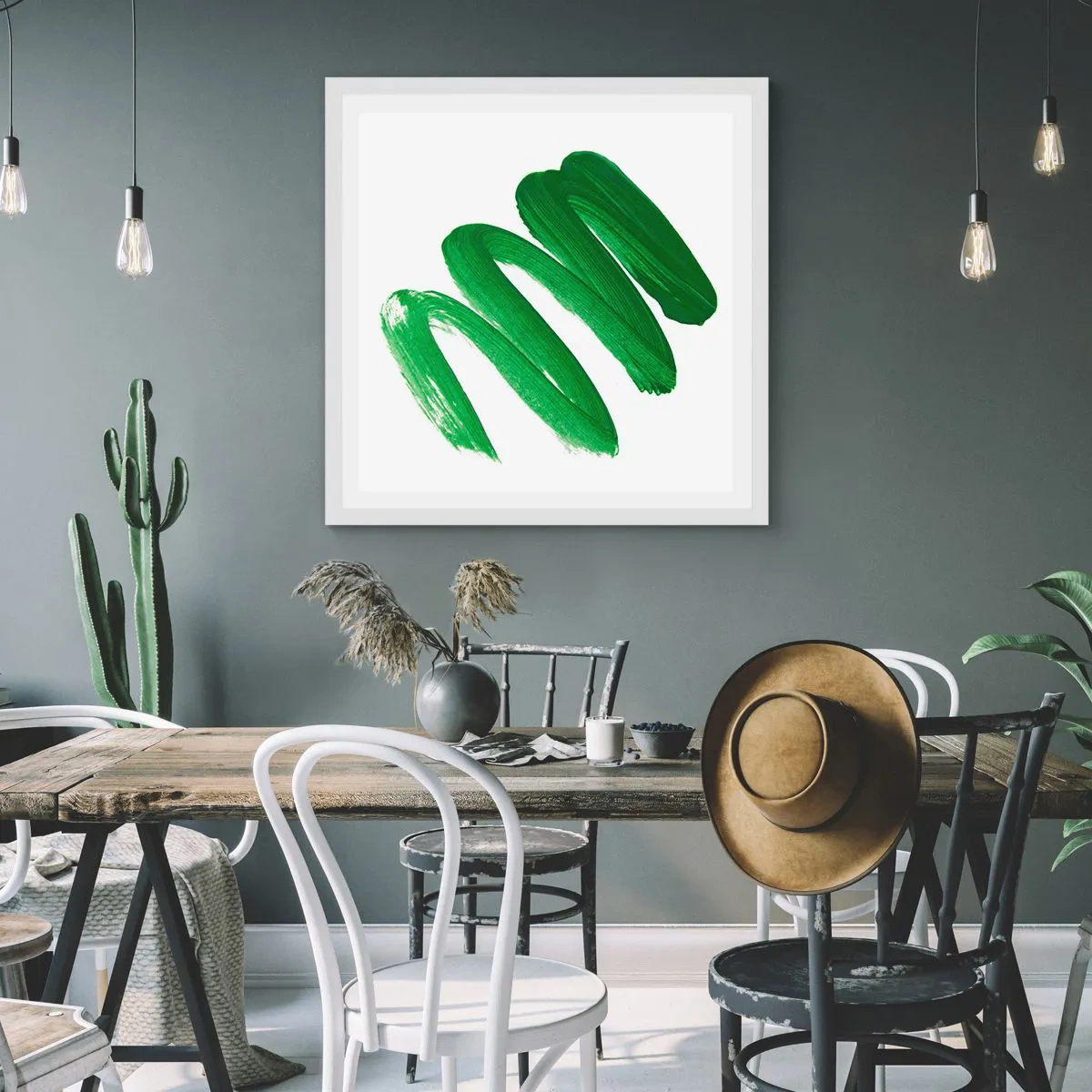 Poster in cornice bianca - Scherzo verde - 60x60 cm