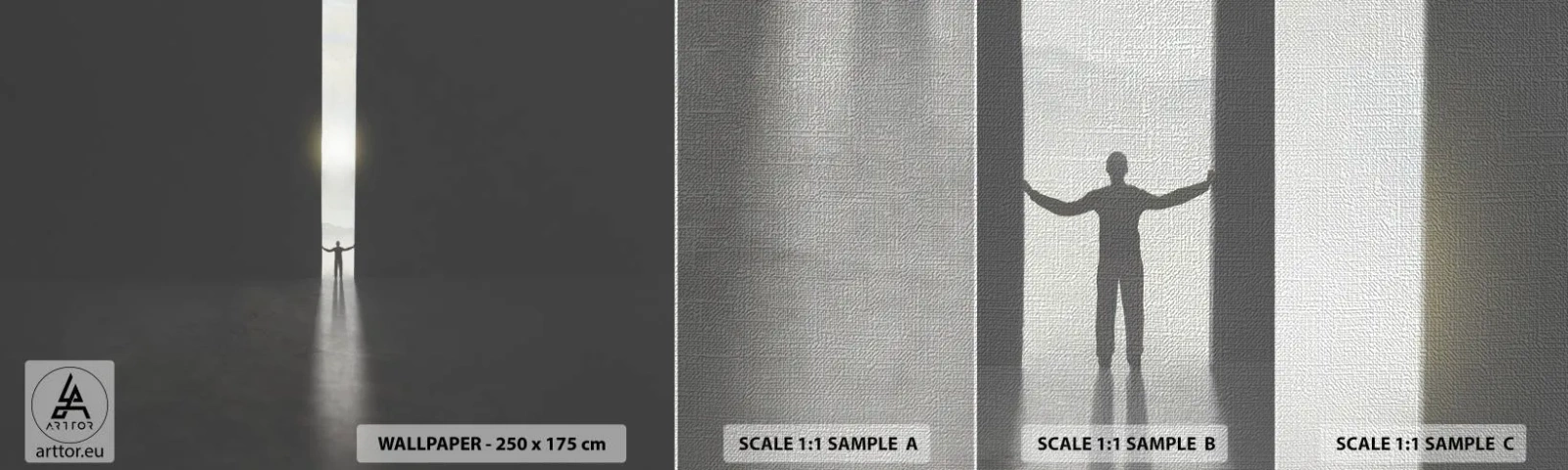 Campione di Fotomurale Premium Canvas - Un passo verso un chiaro futuro - Astrazione, Uomo, Pezzo - 100x30 cm