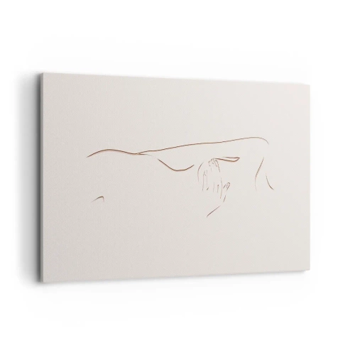 Quadro su tela - Stampe su Tela - Un disegno lineare e sottile di una silhouette su uno sfondo chiaro - 120x80cm - La forma del desiderio - Decorazione murale moderna per soggiorno e camera da letto ARTTOR