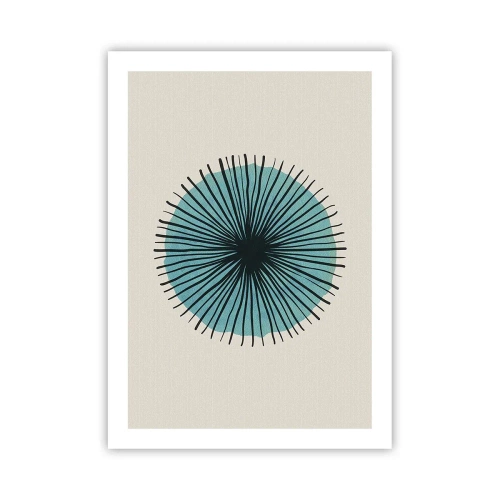 Poster - Motivo geometrico a forma di cerchio radiale - 50x70cm - Radiosamente nel blu - Decorazione murale moderna per soggiorno e camera da letto ARTTOR