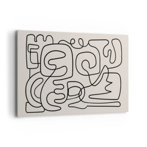 Quadro su tela - Stampe su Tela - Motivo astratto di linee nere su sfondo chiaro - 120x80cm - Segui il percorso - Decorazione murale moderna per soggiorno e camera da letto ARTTOR