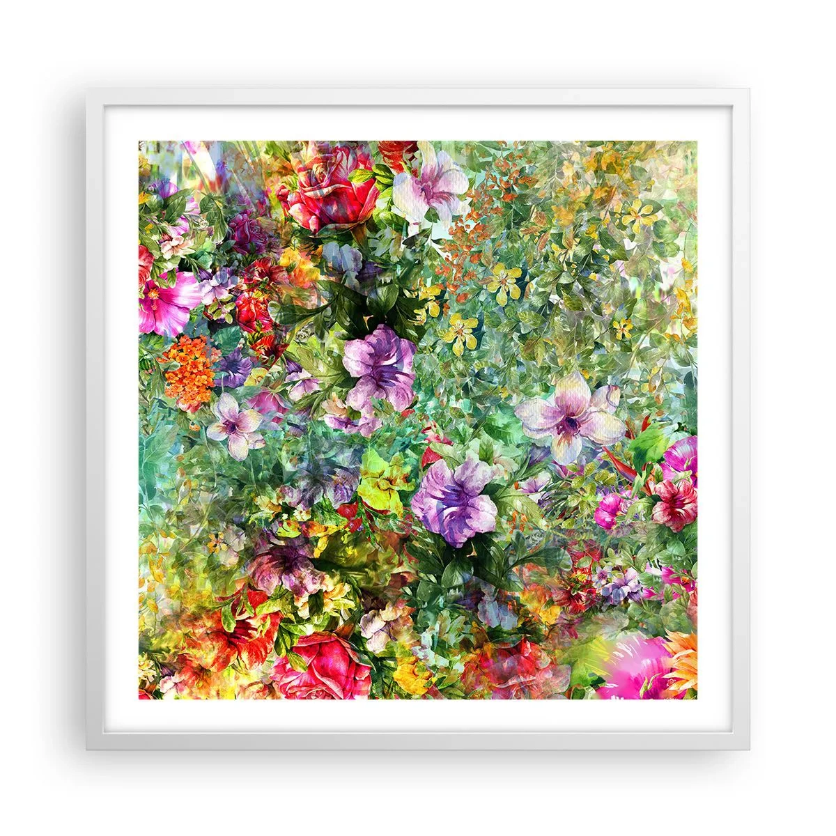 Poster in cornice bianca - Perdersi nei fiori - 60x60 cm