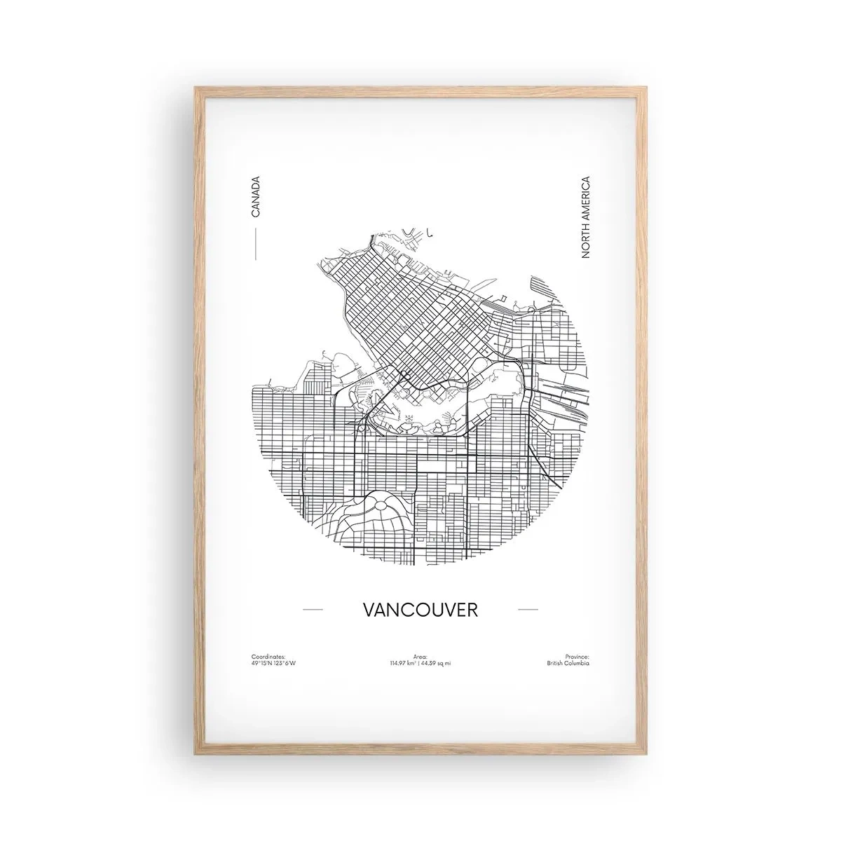 Poster in cornice rovere chiaro - Anatomia Vancouver - 61x91 cm
