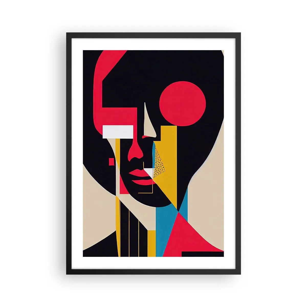 Poster in cornice nera - Ritratto astratto in una composizione geometrica - 50x70cm - Il suo mondo interiore - Decorazione murale moderna per soggiorno e camera da letto ARTTOR