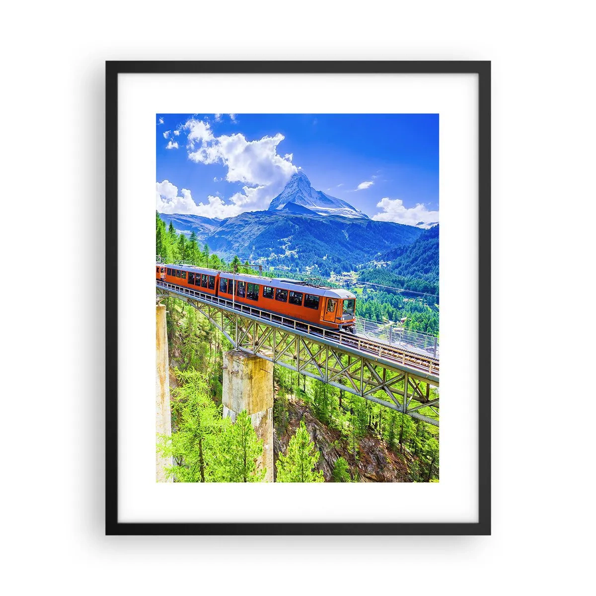 Poster in cornice nera - Ferrovia alpina - 40x50 cm