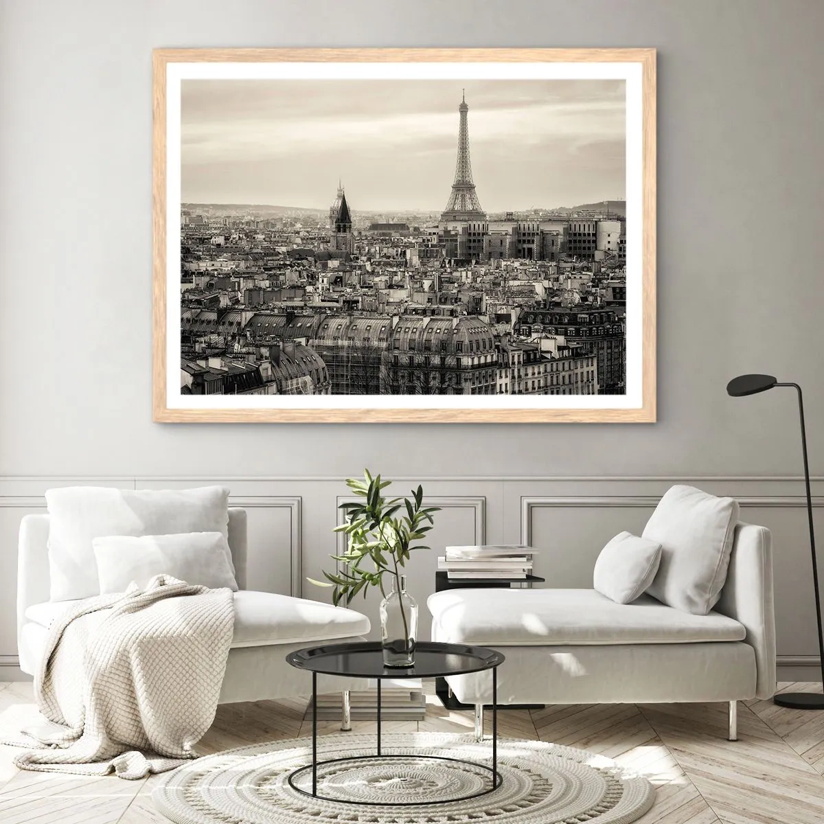 Poster in cornice rovere chiaro - Sui tetti di Parigi - 70x50 cm