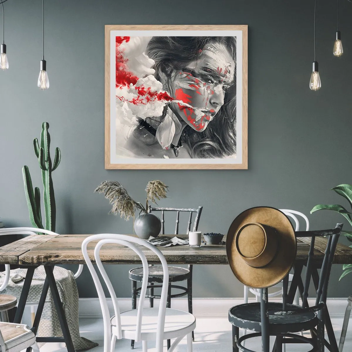 Poster in cornice rovere chiaro - Nei vapori dell'assurdo - 40x40 cm