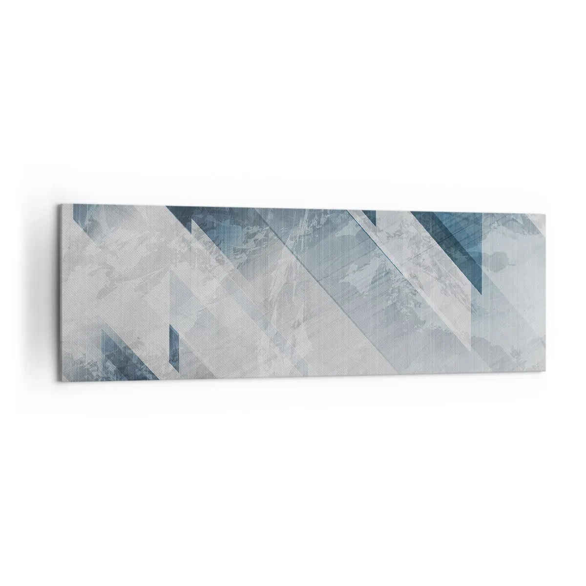 Quadro su tela - Stampe su Tela - Linee astratte in tonalità di grigio e blu - 160x50cm - Composizione spaziale: movimento in grigio - Decorazione murale moderna per soggiorno e camera da letto ARTTOR