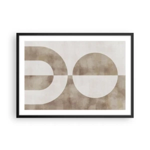 Poster in cornice nera - Un dipinto astratto nei toni del beige con forme geometriche e simmetria. - 70x50cm - Analogie e differenze - Decorazione murale moderna per soggiorno e camera da letto ARTTOR