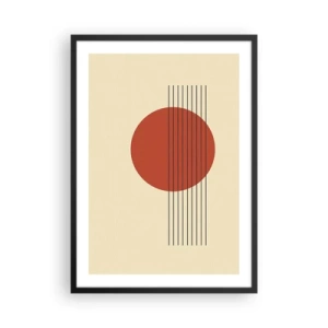 Poster in cornice nera - Composizione geometrica con un cerchio rosso - 50x70cm - Nel cerchio e oltre - Decorazione murale moderna per soggiorno e camera da letto ARTTOR