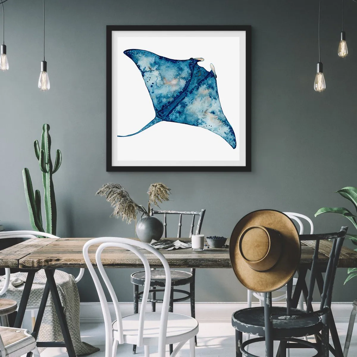 Poster in cornice nera - Vita nel blu - 30x30 cm
