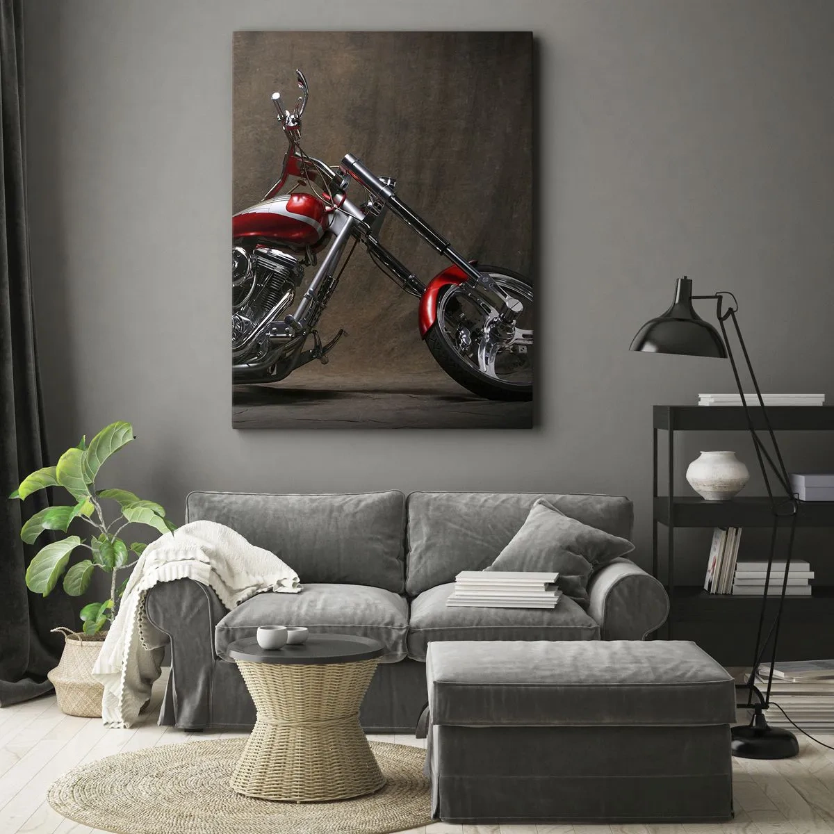 Quadro su tela - Stampe su Tela - Bellezza in rosso e argento - 55x100 cm