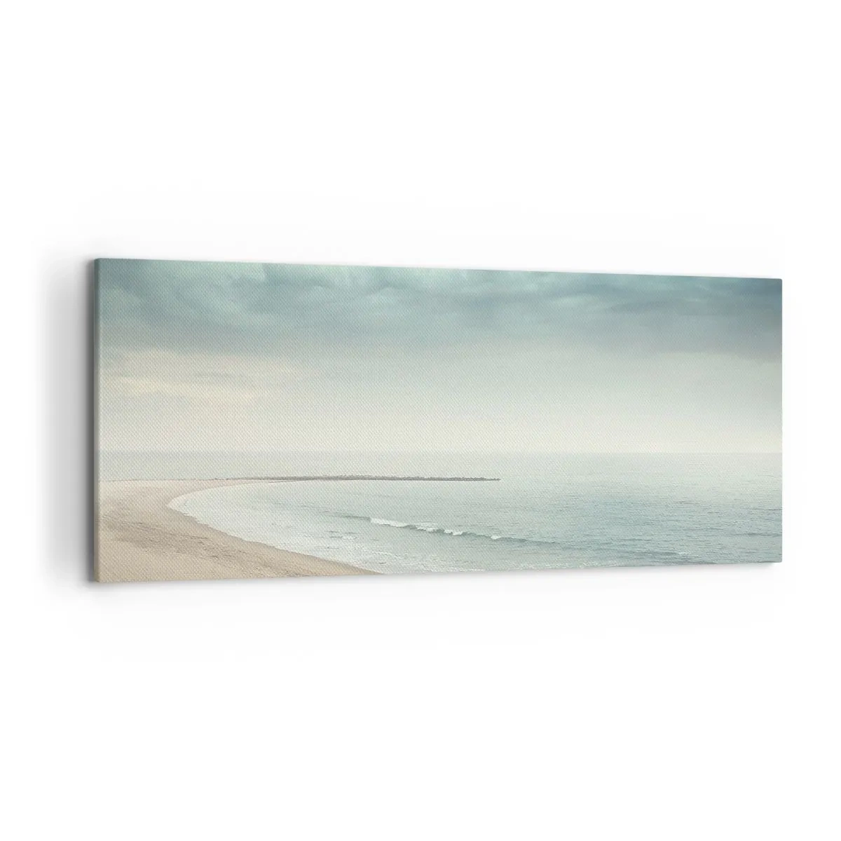 Quadro su tela - Stampe su Tela - Una figura solitaria su una spiaggia deserta in riva al mare calmo - 120x50cm - Cercando la pace - Decorazione murale moderna per soggiorno e camera da letto ARTTOR
