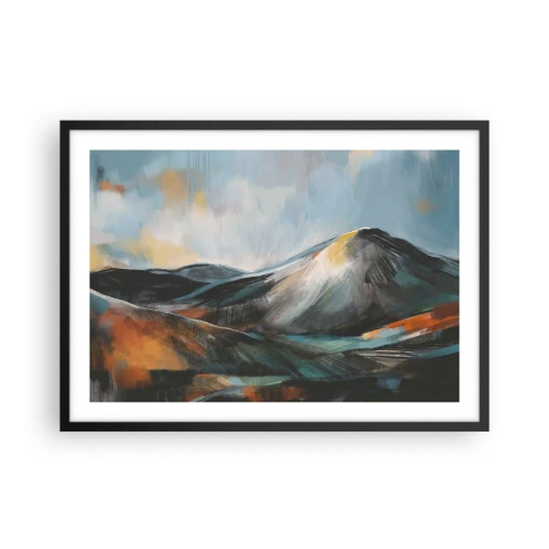 Poster in cornice nera - Paesaggio montano astratto in tonalità calde - 70x50cm - Aspri e belli - Decorazione murale moderna per soggiorno e camera da letto ARTTOR