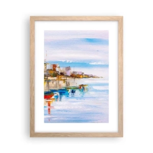 Poster in cornice rovere chiaro - Molo cittadino multicolore - 30x40 cm