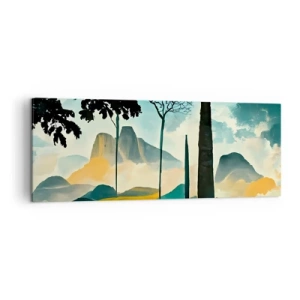 Quadro su tela - Stampe su Tela - Un paesaggio pittoresco con alberi e montagne sullo sfondo - 140x50cm - Sempre più in alto - Decorazione murale moderna per soggiorno e camera da letto ARTTOR