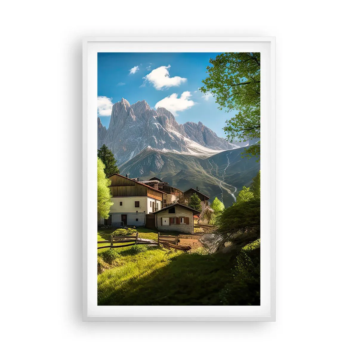 Poster in cornice bianca - Idillio alpino - 61x91 cm