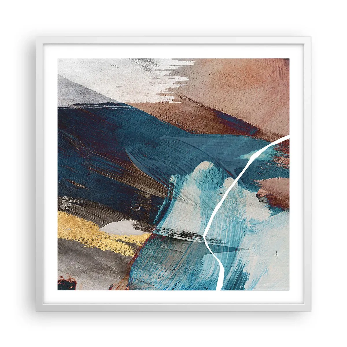 Poster in cornice bianca - Con forza ed energia - 60x60 cm