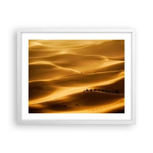 Poster in cornice bianca - La carovana sulle onde del deserto - 50x40 cm