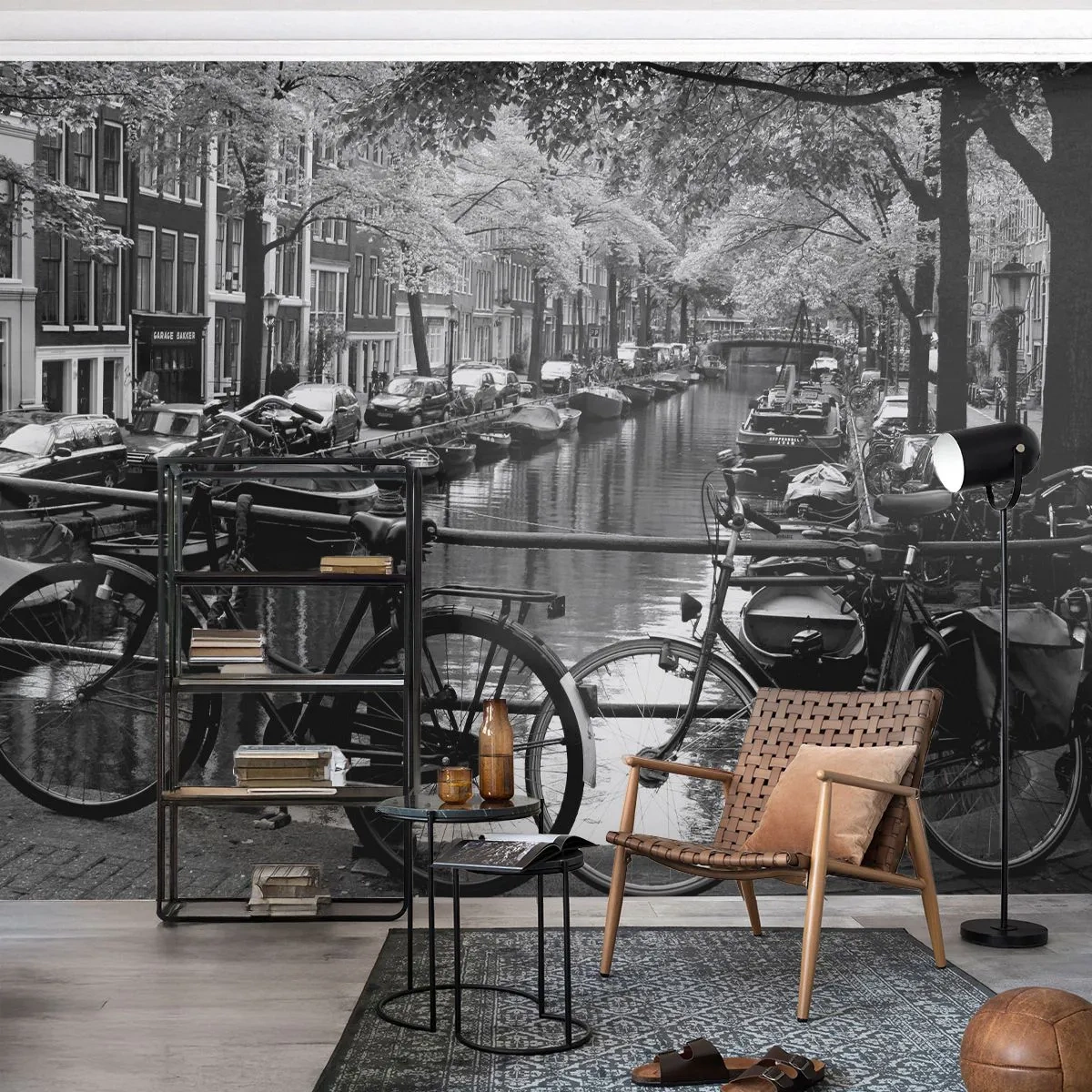 Fotomurale su misura Premium Sand - Vista molto olandese - Amsterdam, Bicicletta, Architettura