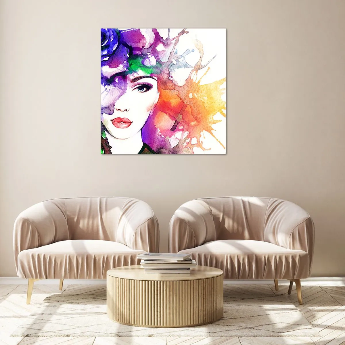 Quadro su vetro - Con la testa tra le nuvole - 60x60 cm