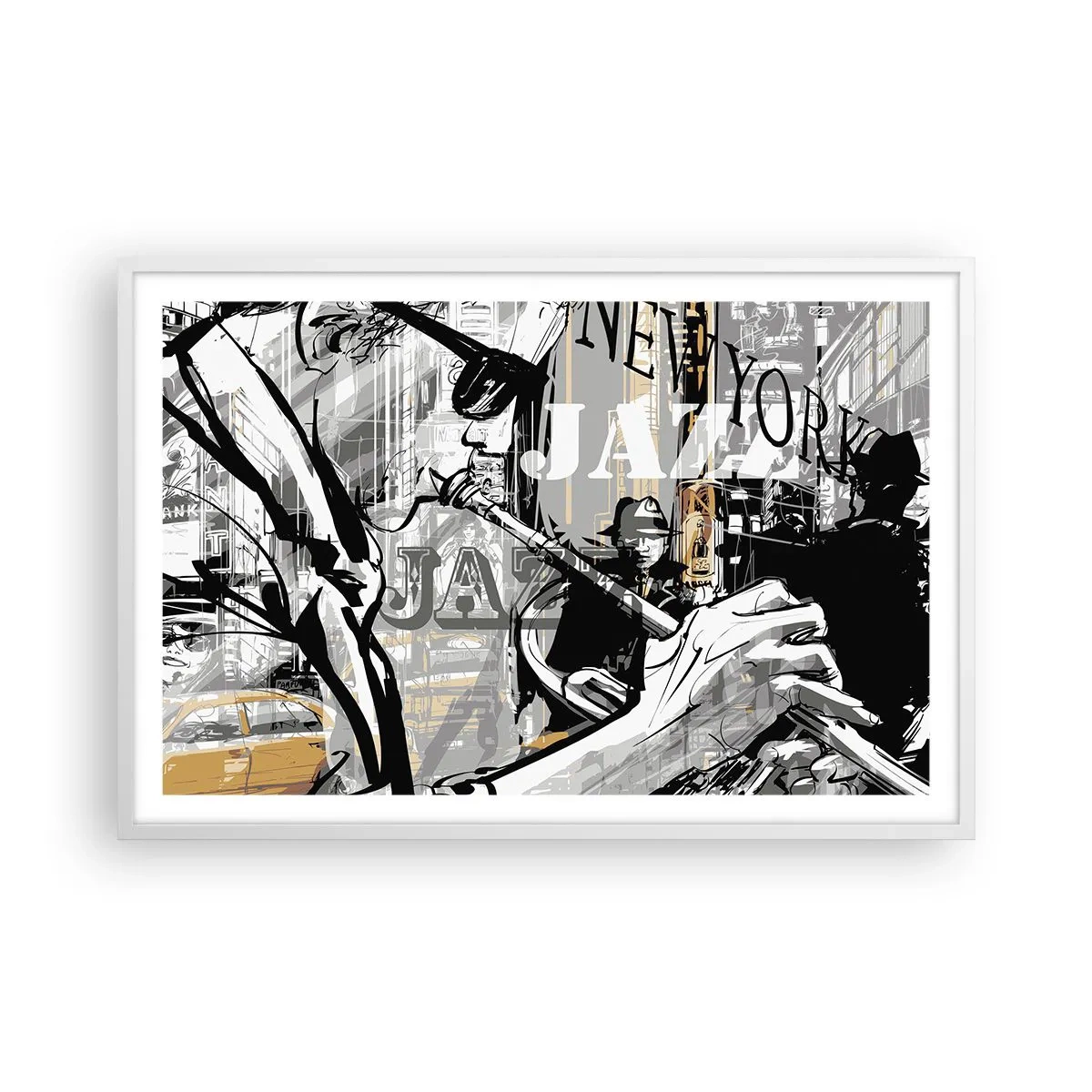 Poster in cornice bianca - Al ritmo di New York - 91x61 cm